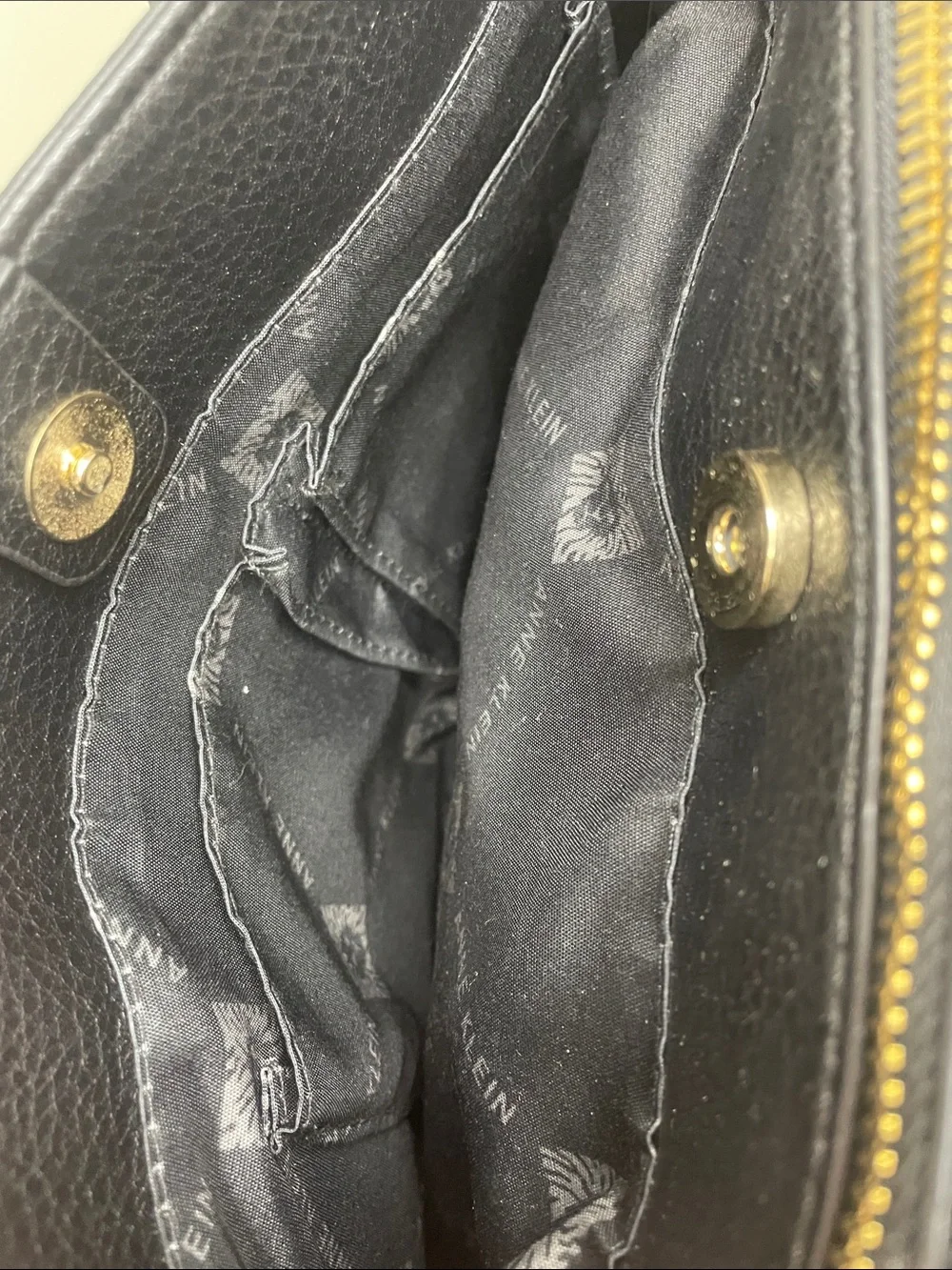 Anne Klein Black Pebbled Leather Bow Satchel purse